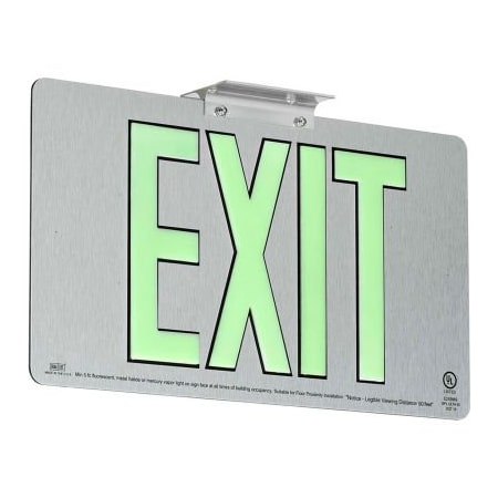 Hubbell Lighting Dual-Lite DPLPM50DBA Exit Sign, Brushed Aluminum Face & Back w/Photoluminescent Letters, Double Face DPLPM50DBA